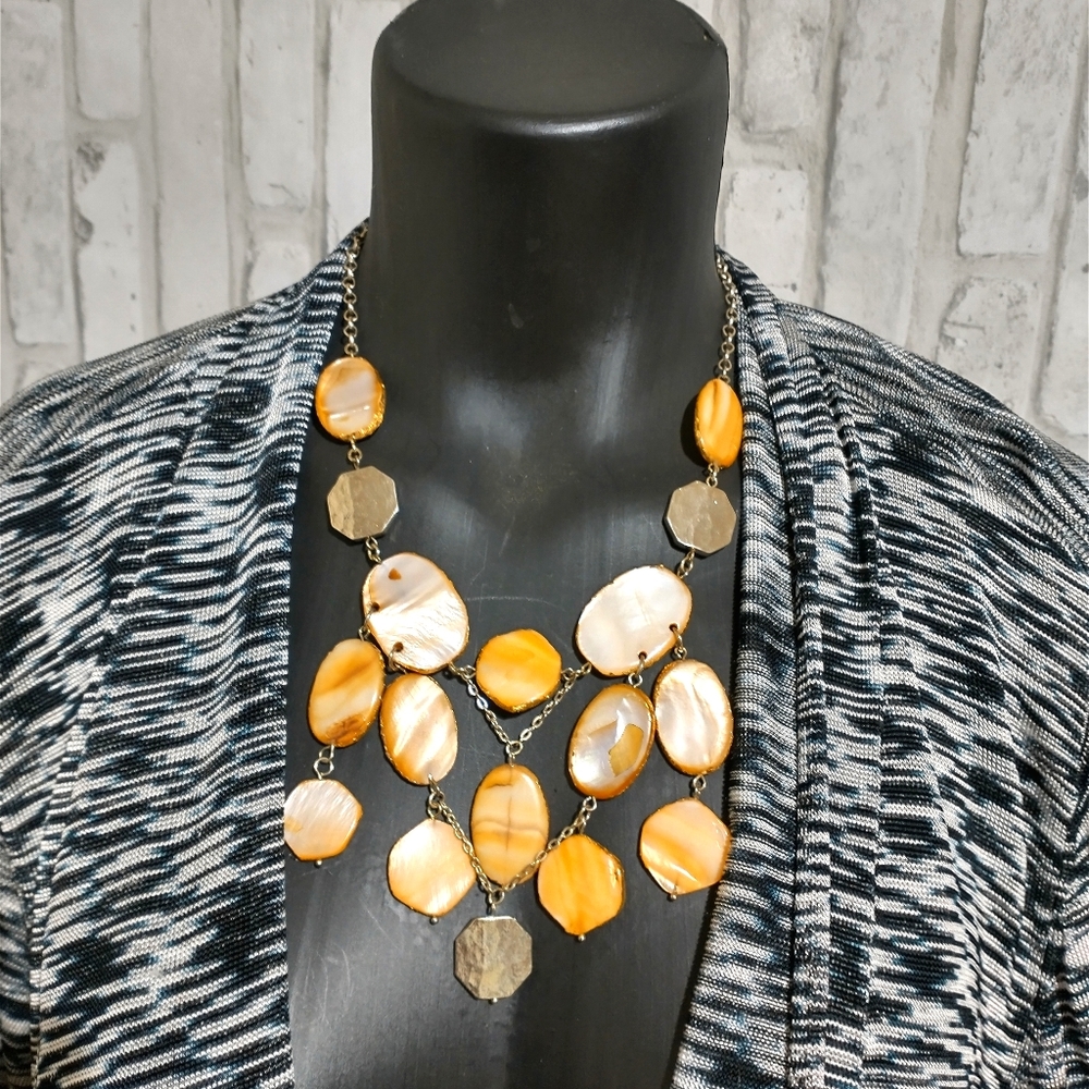 Chico's Bib Necklace Shell Abolone MOP